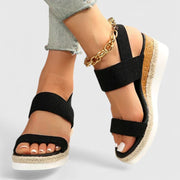 Orthopädische Damensandalen mit Keilabsatz