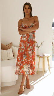 Flora | Romantisches Midikleid mit Blumendruck