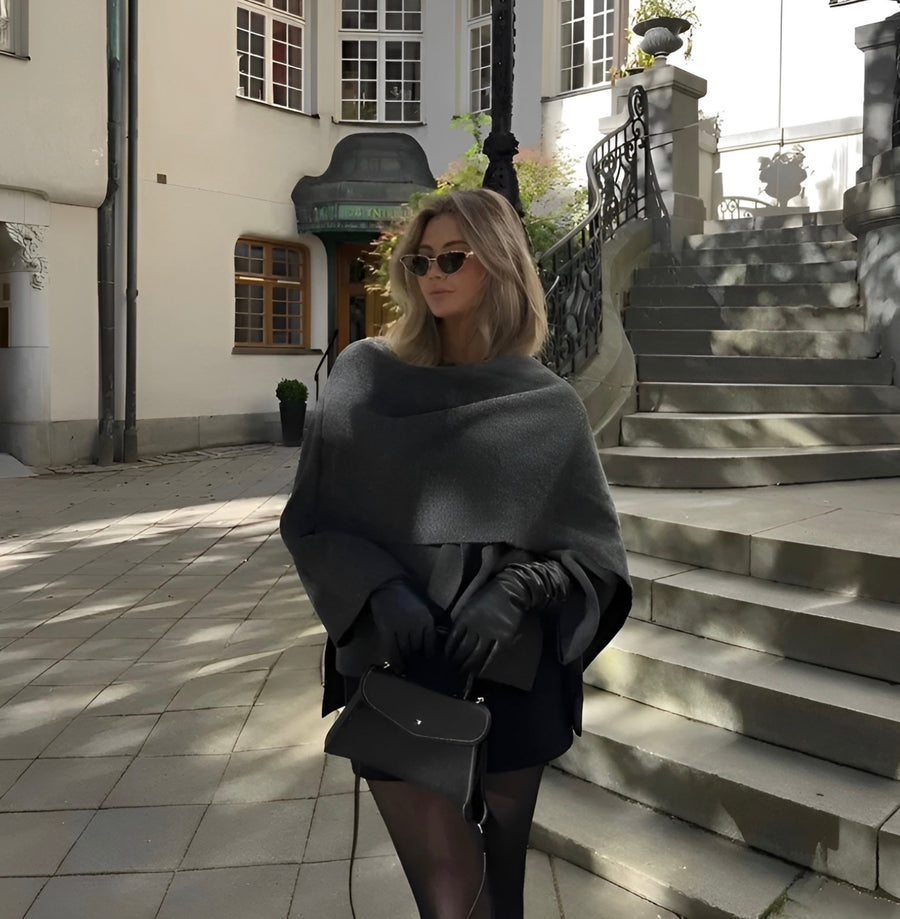 Bettina | Damen Eleganter Drapierter Cape-Mantel