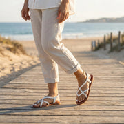Geflochtene Sandale Damen | Flacher Komfort & Sicherer Fersenhalt