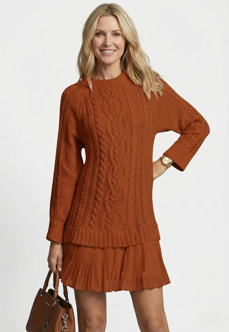 Dilin – Strickkleid Mit Zopfmuster