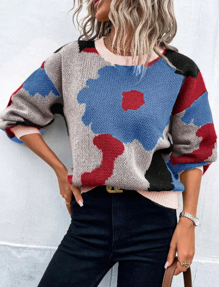 Gemusterter Damenpullover mit Modernem Schnitt