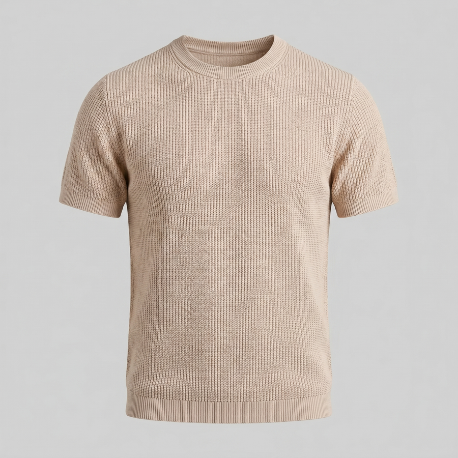 T-shirt a maglia costina da uomo | Girocollo casual