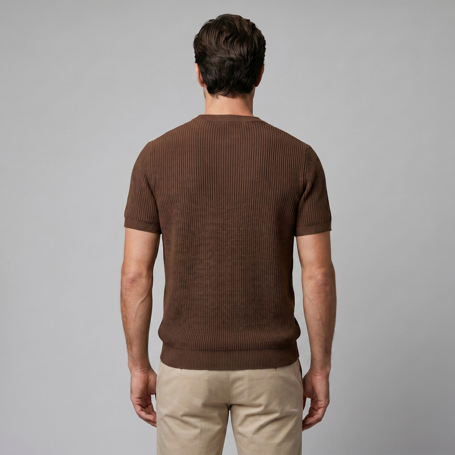 T-shirt a maglia costina da uomo | Girocollo casual
