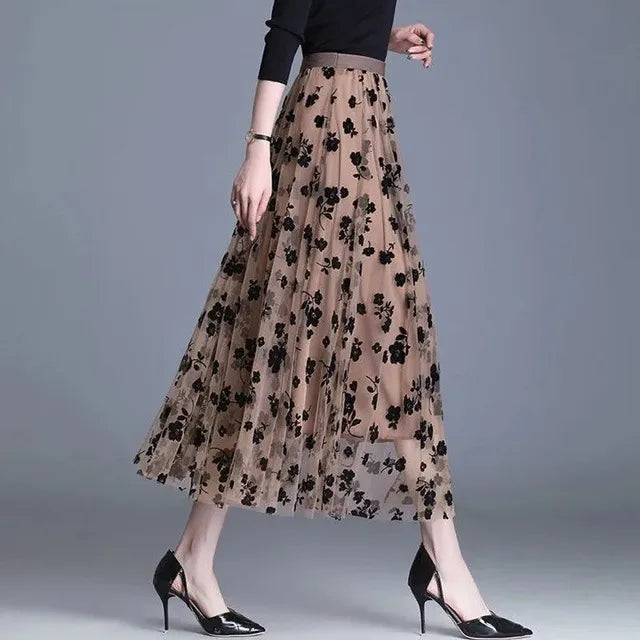 Trendy Mesh Midi-Rock - Fiona