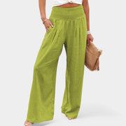 Damen Leinenhose mit Gummibund – luftige Sommerhose mit geradem Bein