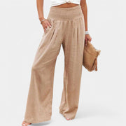 Damen Leinenhose mit Gummibund – luftige Sommerhose mit geradem Bein