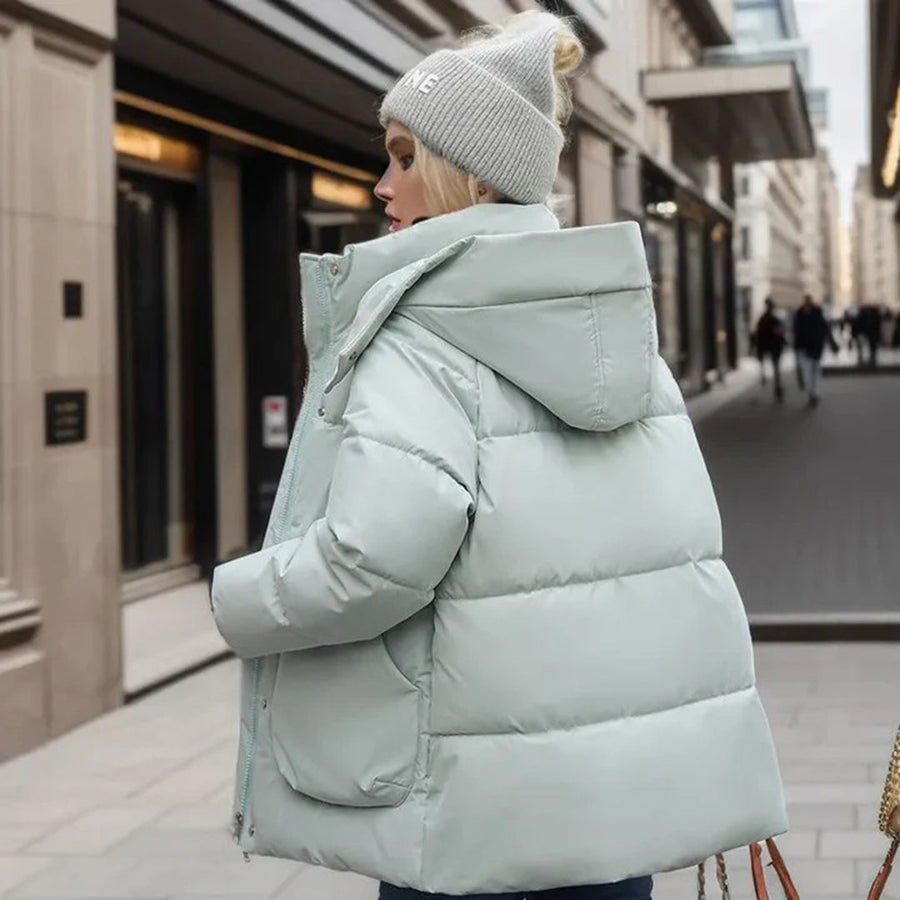 Damen Winter Daunenjacke mit Kapuze – Stylische, warme Pufferjacke für kalte Tage