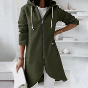 Langer Damen Hoodie mit Reißverschluss & Kapuze – Figurschmeichelnd