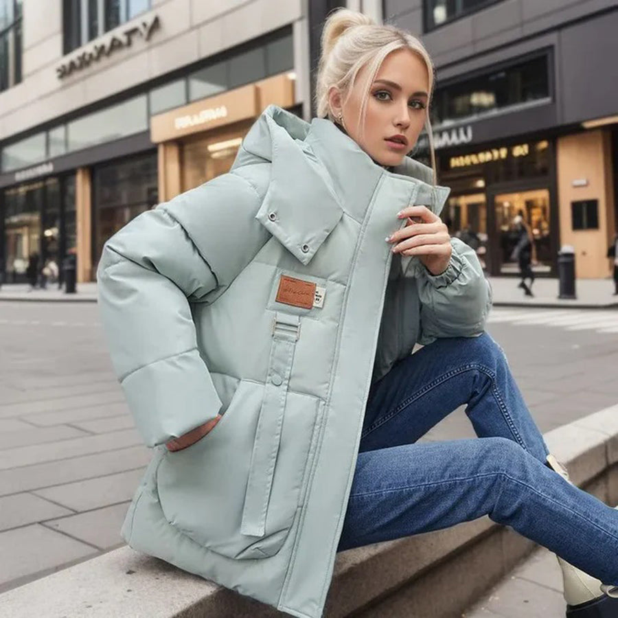 Damen Winter Daunenjacke mit Kapuze – Stylische, warme Pufferjacke für kalte Tage