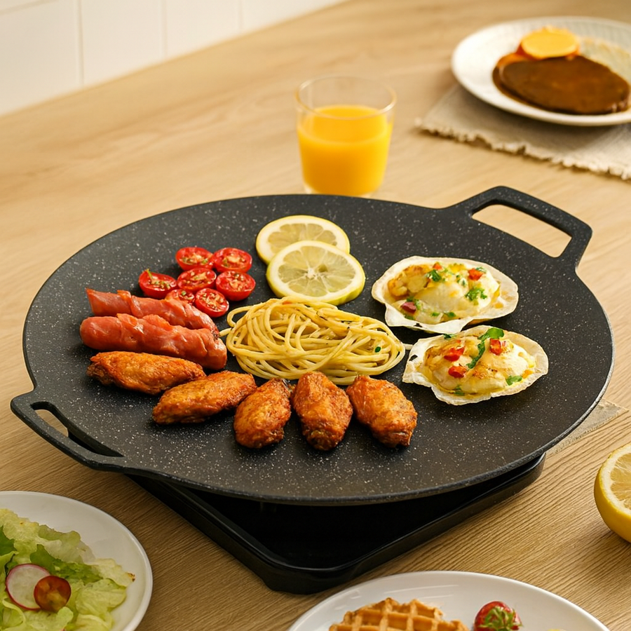 Grilvara | Runde Grillpfanne aus Eisen mit Antihaftbeschichtung