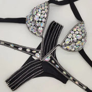 Heidi-Mode | Venus Urlaub V-Kragen Rhinestone Badeanzug Daimond Bikini Set Push-Up Badeanzug Bling Stein Badeanzug