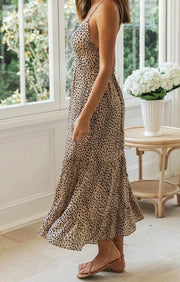 Elegantes Leopardenmuster Maxikleid für besondere Anlässe