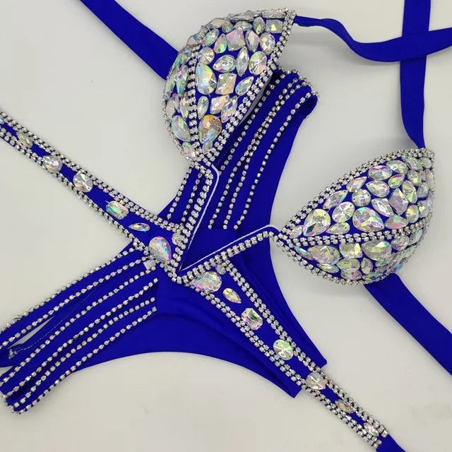 Heidi-Mode | Venus Urlaub V-Kragen Rhinestone Badeanzug Daimond Bikini Set Push-Up Badeanzug Bling Stein Badeanzug