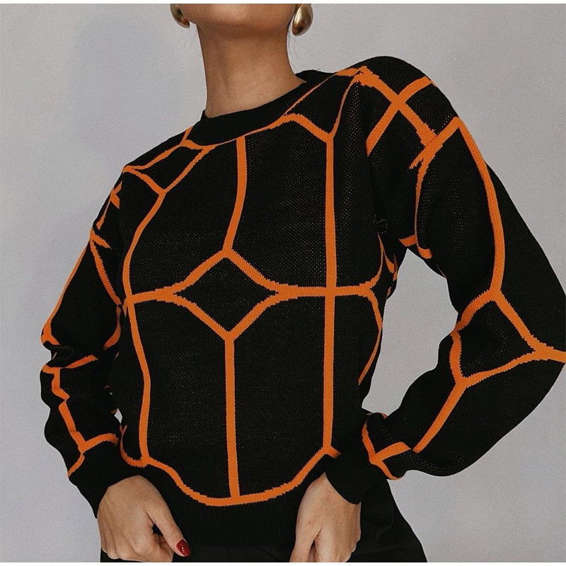 Chio - Geometrischer Rundhalspullover mit markantem Muster