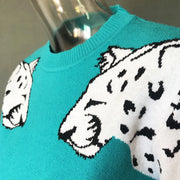 Bianca - Pullover mit Leopardenmuster an den Ärmeln in Kontrastfarben