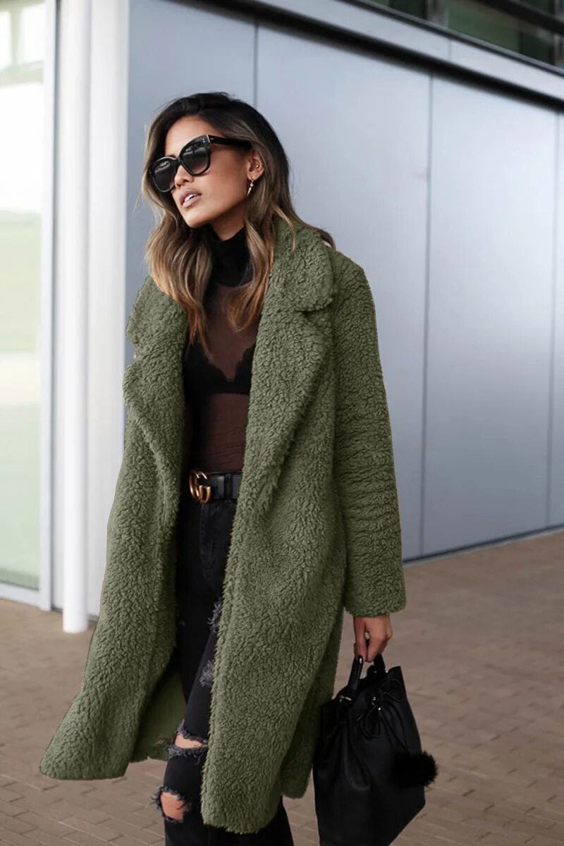 Klassische Lange Teddyjacke Für Damen | Winter