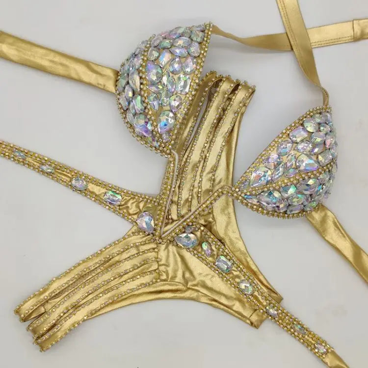 Heidi-Mode | Venus Urlaub V-Kragen Rhinestone Badeanzug Daimond Bikini Set Push-Up Badeanzug Bling Stein Badeanzug