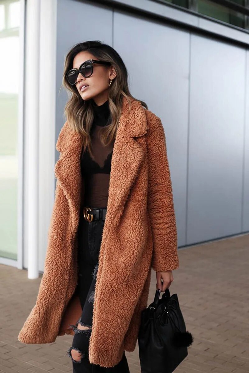 Klassische Lange Teddyjacke Für Damen | Winter