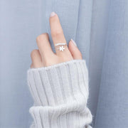 Verstellbarer Ring aus 925er Silber mit handgemaltem Emaille-Wildblumen-Motiv