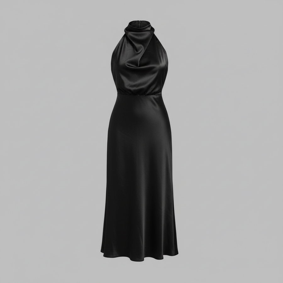 Abito da sera con collo alla coreana donna | Elegante vestito midi per matrimoni
