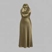 Abito da sera con collo alla coreana donna | Elegante vestito midi per matrimoni