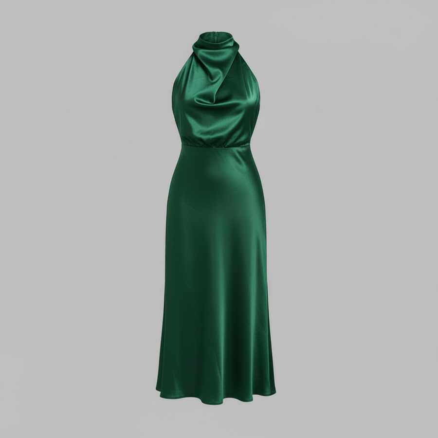 Abito da sera con collo alla coreana donna | Elegante vestito midi per matrimoni