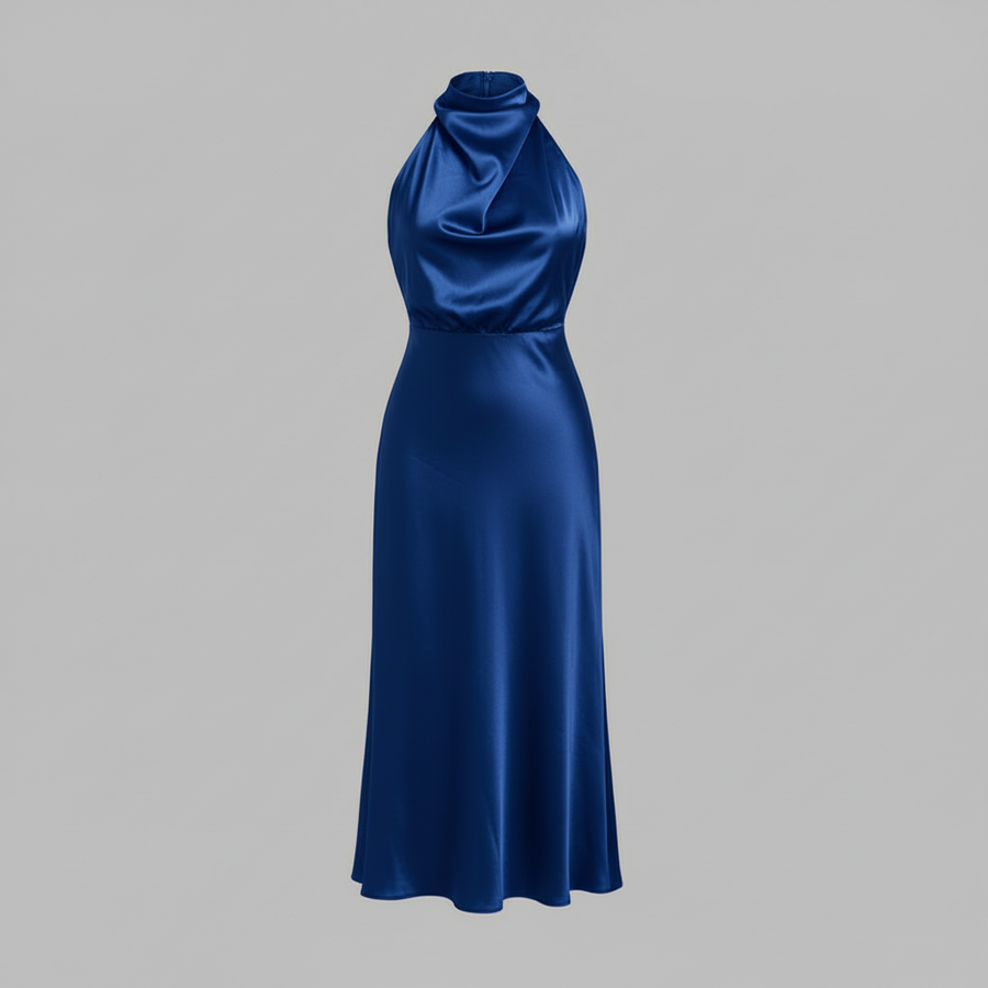 Abito da sera con collo alla coreana donna | Elegante vestito midi per matrimoni