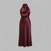 Abito da sera con collo alla coreana donna | Elegante vestito midi per matrimoni
