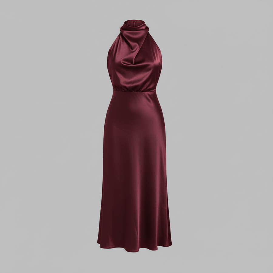 Abito da sera con collo alla coreana donna | Elegante vestito midi per matrimoni