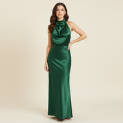 Abito da sera con collo alla coreana donna | Elegante vestito midi per matrimoni