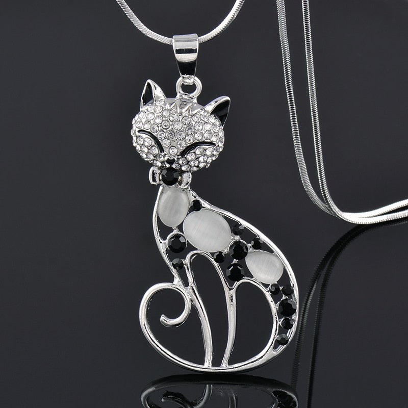 Katzen der Liebe Halskette aus Sterlingsilber mit Zirkonia-Besatz