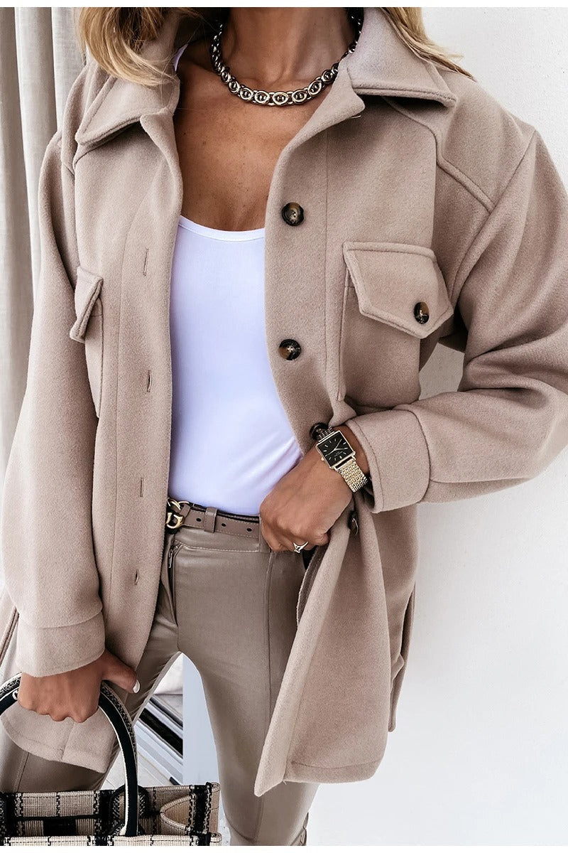 Modische Damen Hemdjacke mit Gürtel – Stylische Shacket für Herbst und Winter