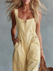 Tuta denim giallo chiaro | Tuta casual per donna