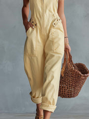 Tuta denim giallo chiaro | Tuta casual per donna