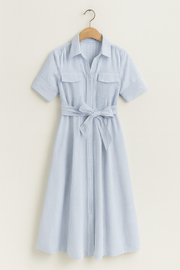 Hemdblusenkleid Damen | Taillengürtel & Figurbetonte Linie