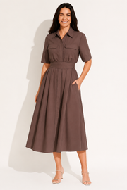 Hemdblusenkleid Damen | Taillengürtel & Figurbetonte Linie