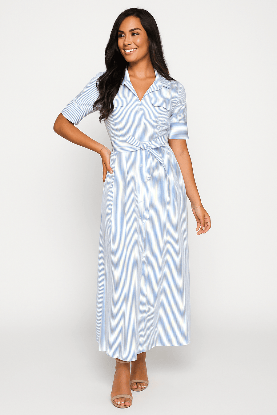Hemdblusenkleid Damen | Taillengürtel & Figurbetonte Linie
