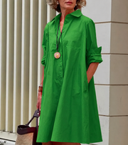 Hemdkleid Damen | Elegantes A-Linien Kleid mit Knopfleiste & Taschen