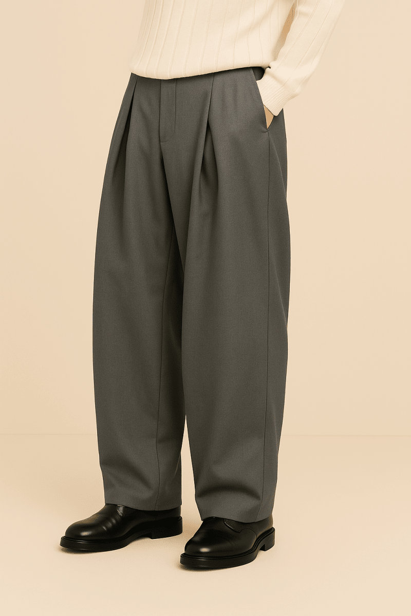 Herren Weite Stoffhose im Pantalon Stil