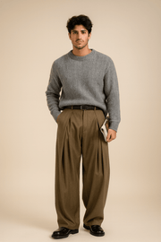 Herren Weite Stoffhose im Pantalon Stil