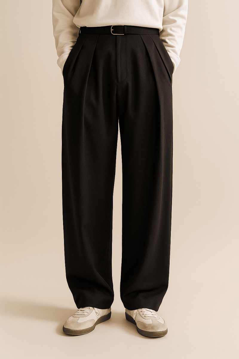 Herren Weite Stoffhose im Pantalon Stil