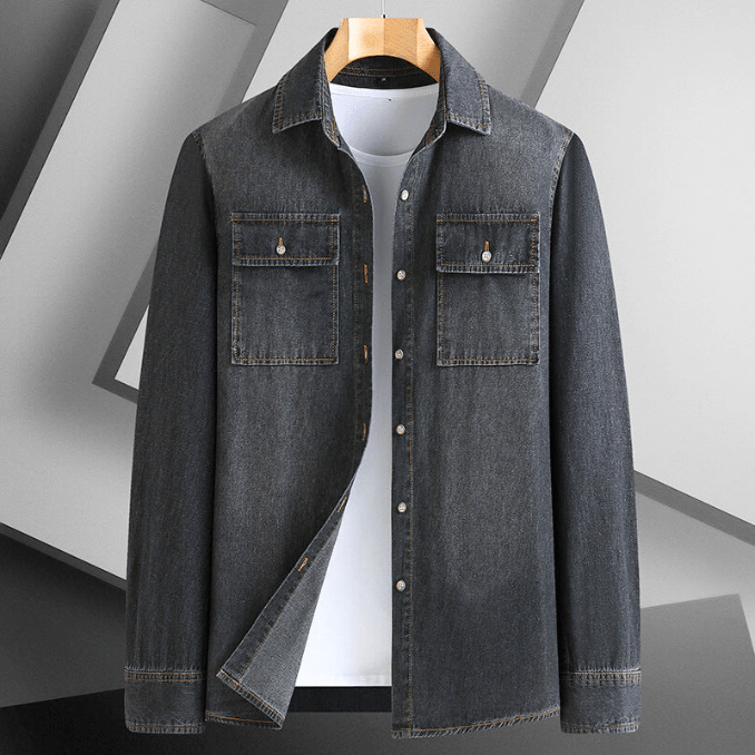 Herren Denim Hemd Baumwolle Casual Stil