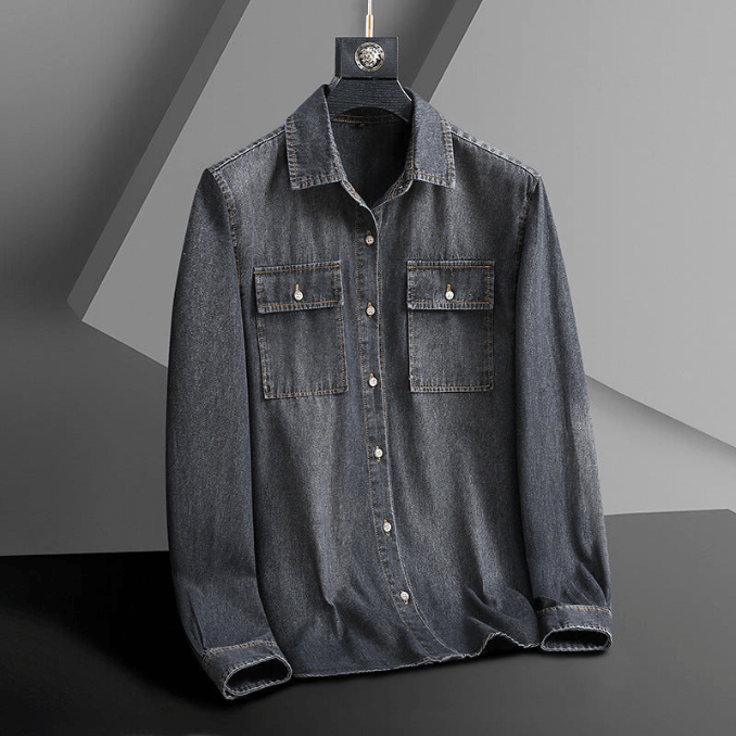 Herren Denim Hemd Baumwolle Casual Stil