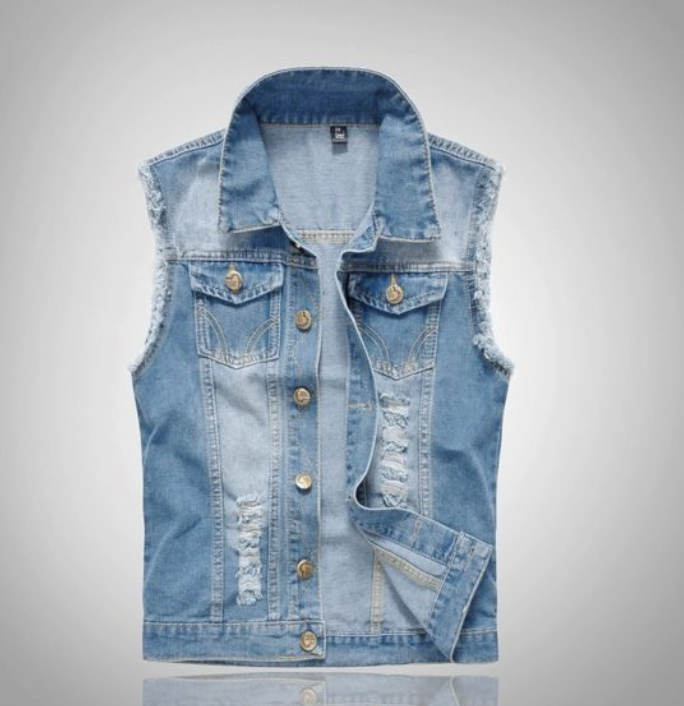 Gilet in denim da uomo | Gilet senza maniche con tasche pratiche