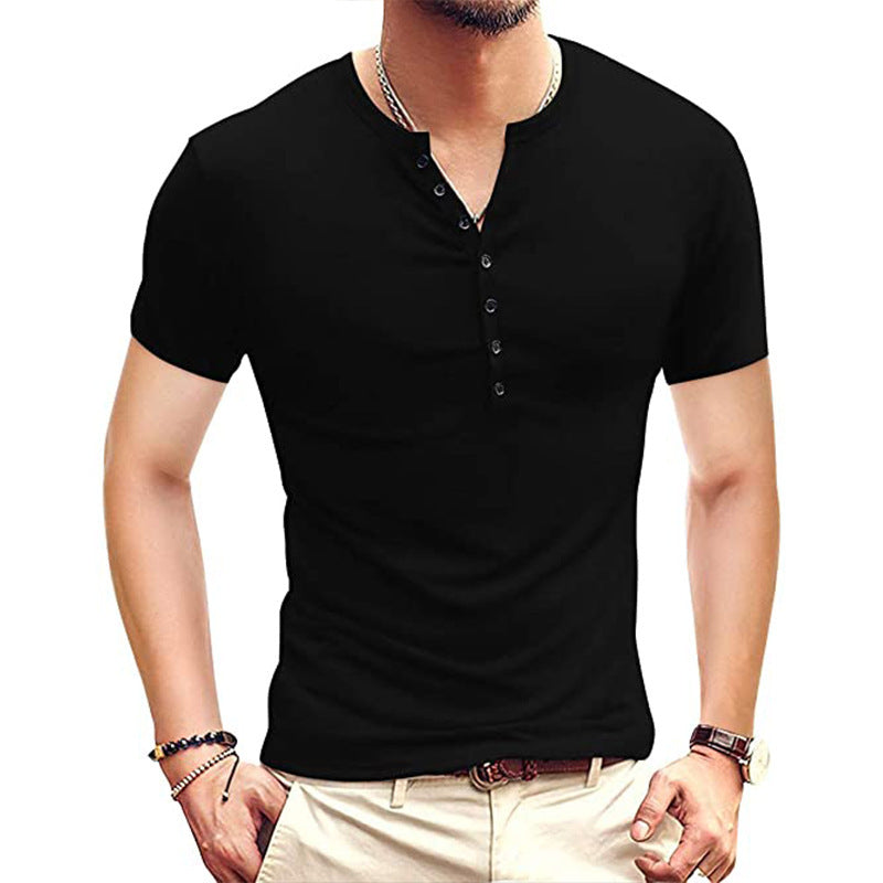 Henley Shirt Herren | Klassisches Kurzarm-Shirt mit Knopfleiste