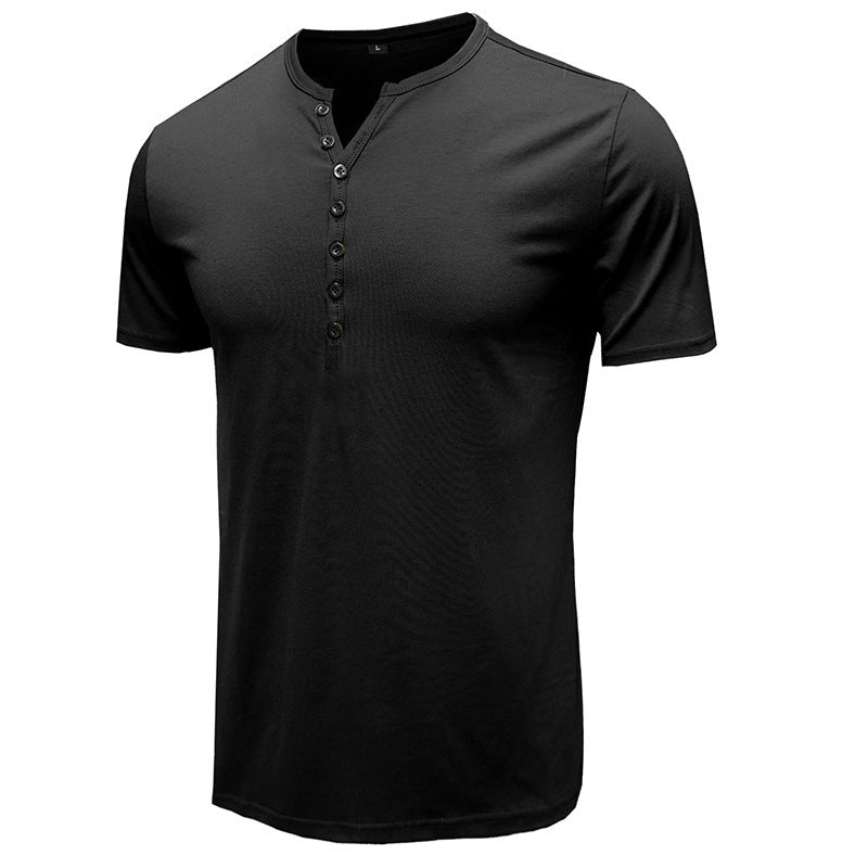 Henley Shirt Herren | Klassisches Kurzarm-Shirt mit Knopfleiste