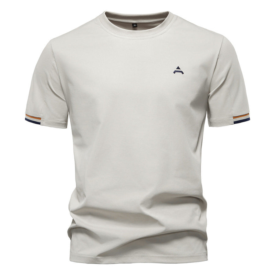 Kurzarm T Shirt Herren | Sportliches Crew-Neck mit Logo-Stickerei