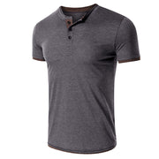 Kurzarm T Shirt Herren | Slim-Fit Henley mit Kontrast-Details