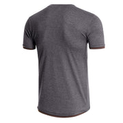 Kurzarm T Shirt Herren | Slim-Fit Henley mit Kontrast-Details